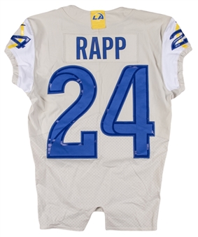 2020-21 Taylor Rapp Game Used Los Angeles Rams Alternate Bone Gray Jersey (Rams COA)